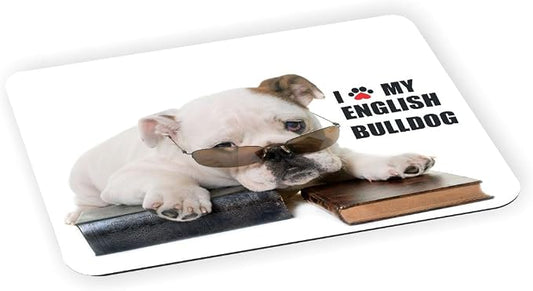 Paw Print I Love My - English Bulldog - Ultra Thin Non-Slip Mouse Pad Mousepad for use with Laptops, Macbooks, Travel