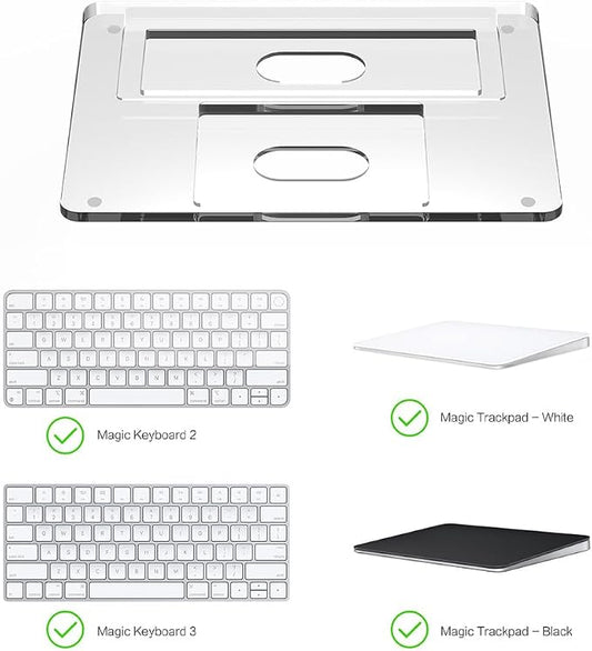 Transparent Stand and Touchpad Tray Pad Compatible with Apple Magic Keyboard 2/3/Trackpad, Comfortable to Relieve Wrist Pain Hand Rest（Don't Included Apple Keyboard & Trackpad (Acrylic)