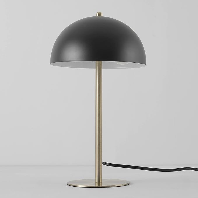 Globe Electric 52938 Luna 15" Desk Lamp, Matte Black, Matte Brass Accents, in-Line On/Off Rocker Switch
