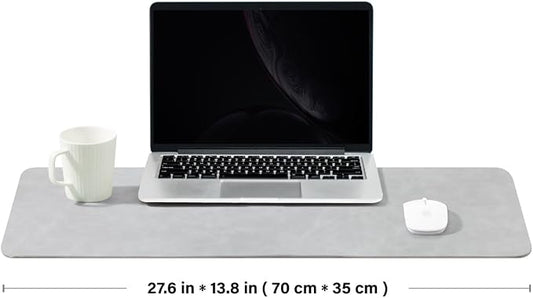 Distressed Leather Desk Mat - Non-Slip PU Desk Pad for Office and Home - Desk Organization and Accessories - Ideal for Large Mouse Pad and Desk Mats on Top of Desks(Ash Gray,27.6"x 13.8")
