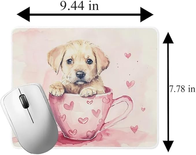 Dog Mousepad Desktop Laptop Computer Accessories Puppy in Tea Cup Mouse Pad Home Office Gaming Work Desk Computer Non-Slip Rubber Mousepad (Labrador Retriever)