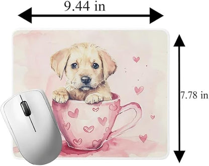 Dog Mousepad Desktop Laptop Computer Accessories Puppy in Tea Cup Mouse Pad Home Office Gaming Work Desk Computer Non-Slip Rubber Mousepad (Labrador Retriever)