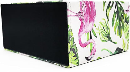 Pen Holder, Rectangle Vintage Pencil Holder with 2 Compartments, PU Leather Art Remote Control Holder Organizer Storage for Desk Accessory (Flamingo)