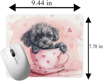 TUBBIE Basic Mousepad Puppy in Tea Cup Mouse Pad Desktop Laptop Computer Accessories Home Office Gaming Work Desk Computer Non-Slip Rubber Gift for Dogs Lover Mousepad Coffee or Tea (Poodle)