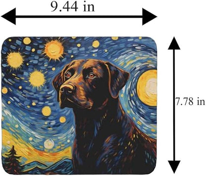 Starry Night Dog Mouse Pad for Home Office Gaming Working Desk Computer Desktop Accessories Non-Slip Rubber Mouse Pad for Dog Lovers (Labrador)