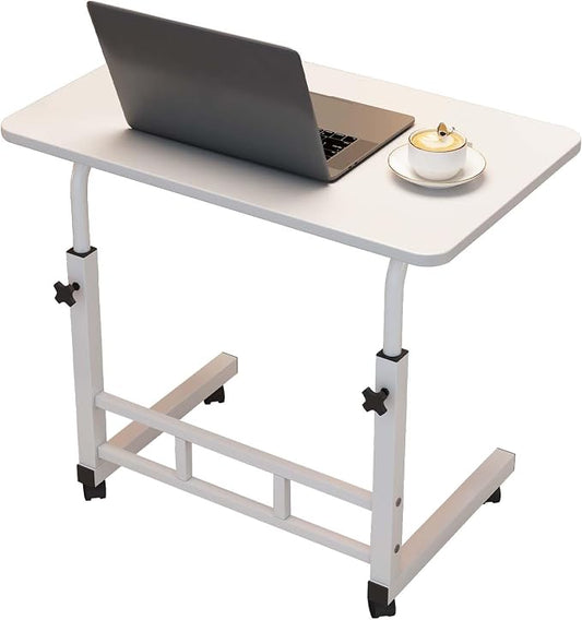 Garvee Standing Desk Adjustable Height, Small Standing Desk with Wheels, Mobile Portable Rolling Laptop PC Table Adjustable Height Computer Workstation for Home Office Study Bedroom White