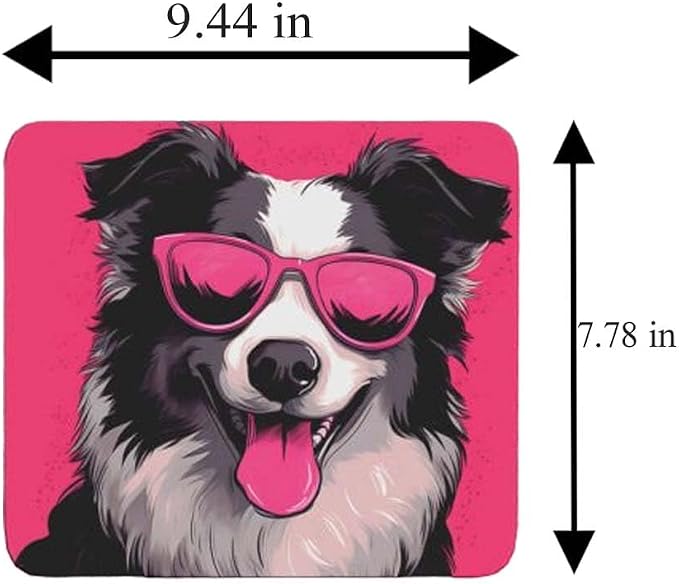 Pink Mousepad Glamour Dog Australian Shepherd Mouse Pad for Home Office Gaming Working Desk Computer Desktop Accessories Non-Slip Rubber Mousepad for Dog Lovers
