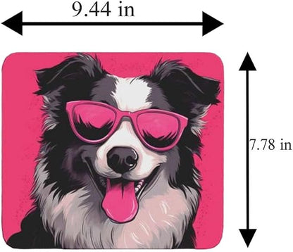 Pink Mousepad Glamour Dog Australian Shepherd Mouse Pad for Home Office Gaming Working Desk Computer Desktop Accessories Non-Slip Rubber Mousepad for Dog Lovers