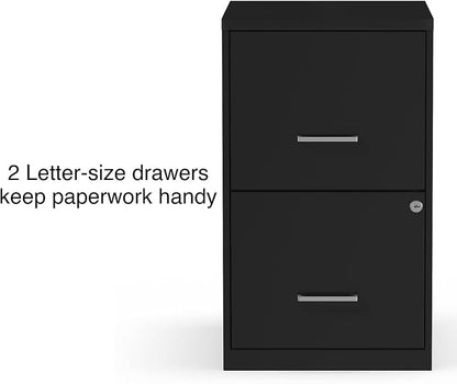 STAPLES 2-Drawer Vertical File Cabinet, Letter Size Documents, Lockable, 18.9" D x 14.3" W x 24.1" H, Black