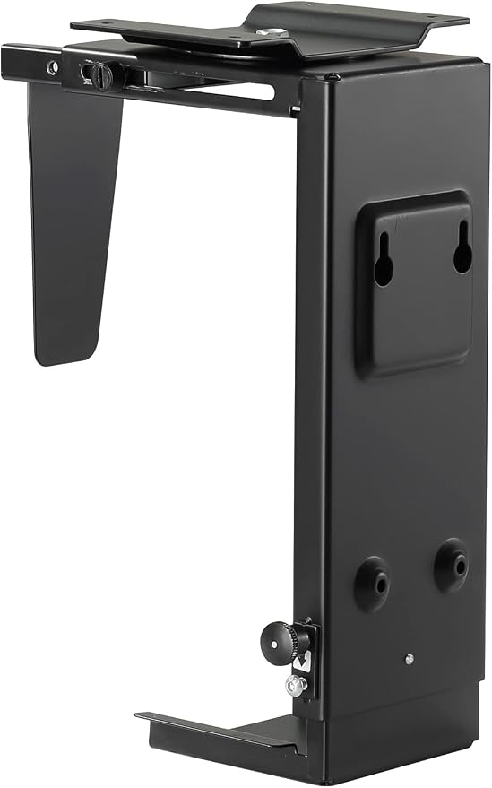 Pholiten Under Desk CPU Mount, Universal PC Wall Mount, 3.94 to 11.61 Inch Wide Computer Case CPU Hanger Holder, Adjustable 360 Swivel, Secure Lock, Max Load 44Lbs