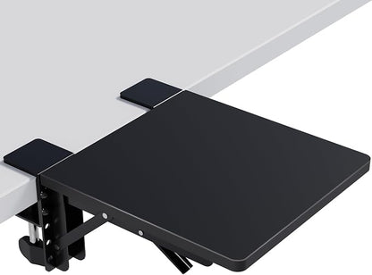 BONTEC Ergonomic Desk Extender Tray, 9.5"x9.1" Table Mount Arm Wrist Rest Shelf, 90° Foldable Elbow Support, Clamp on Computer Arm Rest for Desk, Office & Home Use, Durable & Easy to Install