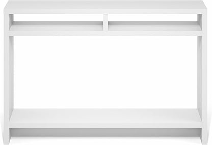Furinno Viola Entryway Table, 3-Tier Narrow Console Table with Extra Thick Frame and Storage Shelf, 47.2" Wide Sofa Table, for Living Room, Home Office, Entryway, White