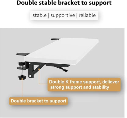 Ergonomics Desk Extender Tray, Suitable for Office. Foldable, Punch-Free Clamp on.Computer Keyborad Tray, Desk Extension Board(21.65"*9.45"(55cm*24cm), White Carbon Fiber)…
