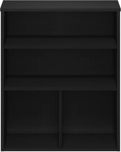Furinno PASIR Book Shelf, 3-Tier Display Bookshelf with Adjustable Shelf, Cube Storage Bookcase, 11.8 x 23.6 x 28.2, for Living Room, Bedroom, Home Office, Black Oak