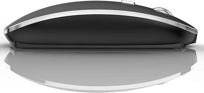Rechargeable Bluetooth Mouse, Black, 450mAh Battery, 3 DPI Levels, Skin-Friendly, 10-Minute Power Saving
