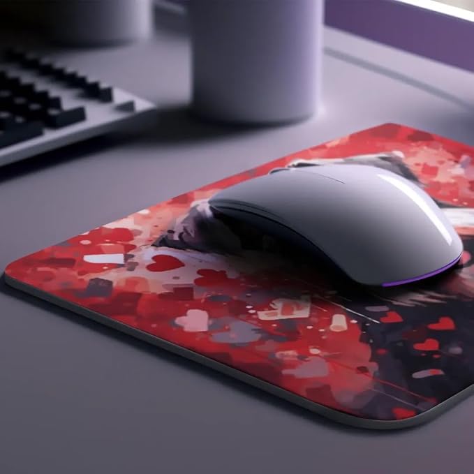 Miniature Schnauzer Mouse Pad Dog with Red Hearts Pattern Non-Slip Rubber Mouse Pad Puppy in Love Mouse Pad for Home Office Work Desk Computer Desktop Laptop for Dog Lovers