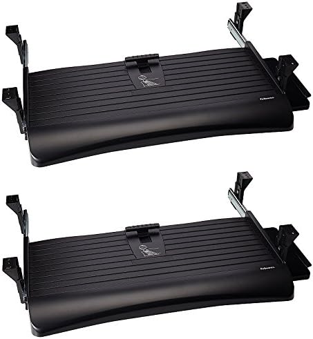 Fellowes Office Suites Underdesk Keyboard Drawer, Black/Silver (9140303) (Pack of 2)