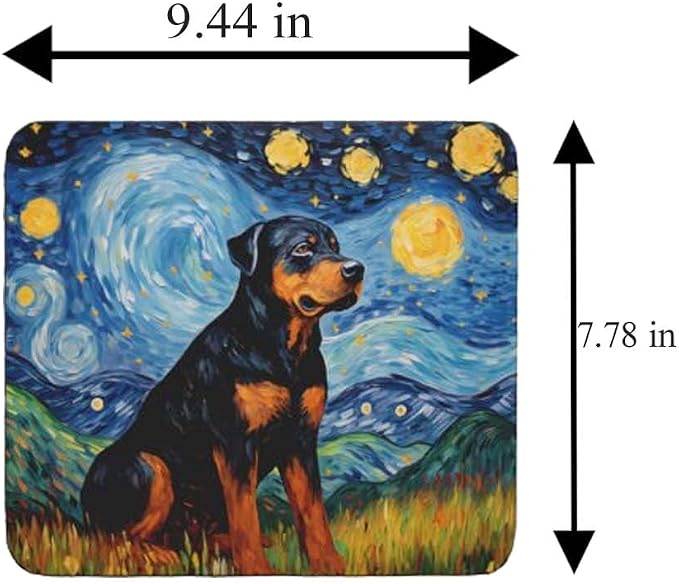 Starry Night Rottweiler Dog Mouse Pad for Computer Laptop Home Office Gaming Working Desk Desktop Accessories Non-Slip Rubber Mouse Pad for Dog Lovers (Rottweiler)