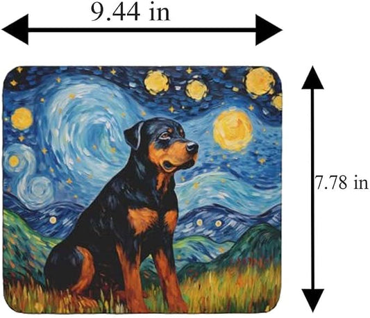 Starry Night Rottweiler Dog Mouse Pad for Computer Laptop Home Office Gaming Working Desk Desktop Accessories Non-Slip Rubber Mouse Pad for Dog Lovers (Rottweiler)