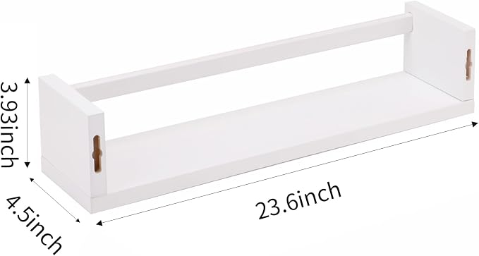 Fixwal Nursery Book Shelves, 23.6 Inch Floating Bookshelf for Wall, Set of 3, Nursery Decor, Solid Wood Wall Mounted Shelves for Books, Toys and Decor Storage (White)