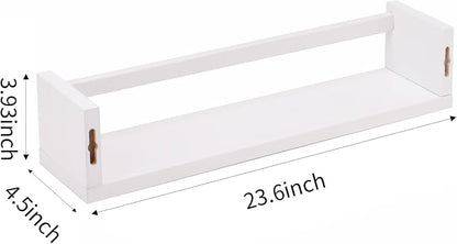 Fixwal Nursery Book Shelves, 23.6 Inch Floating Bookshelf for Wall, Set of 3, Nursery Decor, Solid Wood Wall Mounted Shelves for Books, Toys and Decor Storage (White)