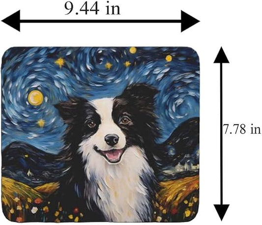 Starry Night Dog Mouse Pad for Home Office Gaming Working Desk Computer Desktop Accessories Non-Slip Rubber Mouse Pad for Dog Lovers (Collie)