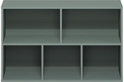 Furinno LUDER Book Shelf, 5-Cube Bookshelf, Reversible Bookcase, 9.4 x 19.5 x 31.5, Easy Assembly, for Living Room, Bedroom, Home Office, Sage Green