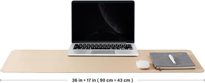 Leather Desk Mat - Non-Slip PU Pad for Office and Home - Organization Accessory - Ideal for Mouse Pad and Desk Mat (Apricot, 36" x 17")