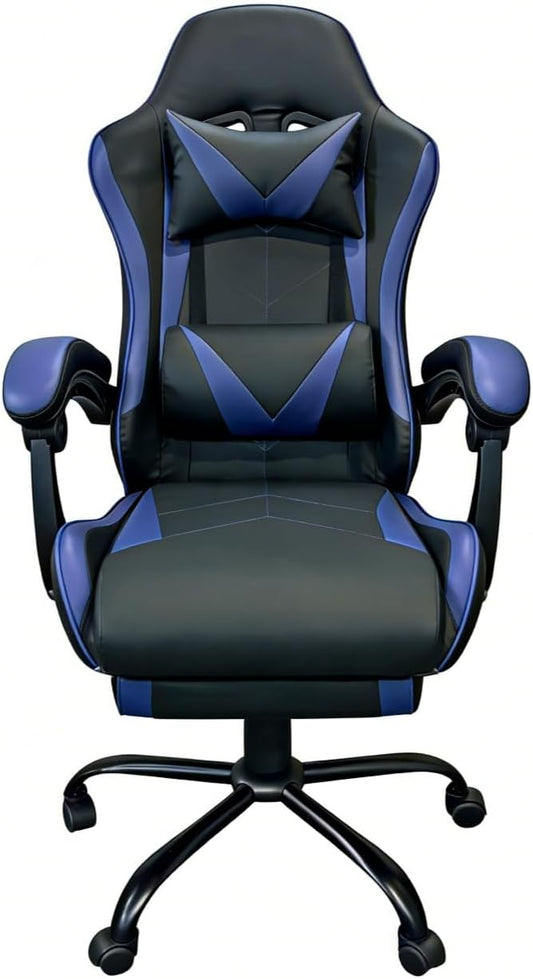 Gaming Chair, Ergonomic Computer Chair with Footrest and Lumbar Support, Height Adjustable Video Game Chair with 360° Swivel Seat and Headrest for Office, Home, Streaming and Gaming (Blue)