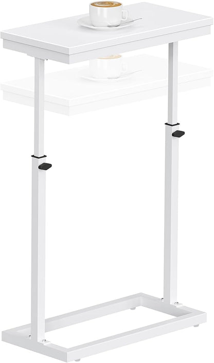 TUTOTAK End Table, Side Table, Tall Couch Table, Sofa Table, Living Room, Bedroom,White TB01BW083
