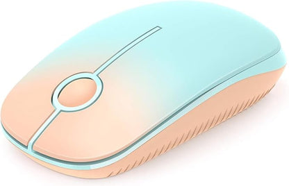Unipows Wireless Mouse - 2.4G Slim Portable Computer Mouse with Nano Receiver, Less Noise Mobile Optical Mice for Notebook, PC, Laptop, Computer, Mac (Gradient Orange to Mint Green)