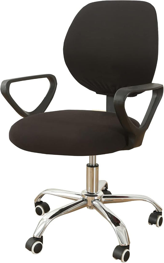 MIFXIN Computer Office Chair Covers Stretch Slipcovers 2 Piece Soft Elastic Washable Non-Slip Desk Chair Seat Cover & Backrest Cover, Only 2Pcs Chair Covers, NO Chair Included (Black)