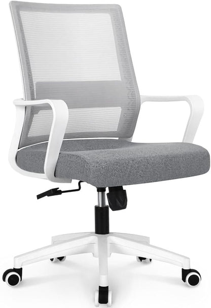 NEO CHAIR Office Desk Chair Gaming Computer Chair Ergonomic Mesh Mid Back with Rolling Wheels Lumbar Support Comfy Swivel Adjustable for Home Grey