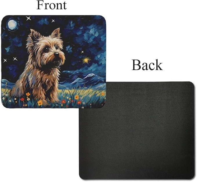 Starry Night Dog Mouse Pad for Home Office Gaming Working Desk Computer Desktop Accessories Non-Slip Rubber Mouse Pad for Dog Lovers (Yorkie)