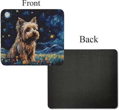 Starry Night Dog Mouse Pad for Home Office Gaming Working Desk Computer Desktop Accessories Non-Slip Rubber Mouse Pad for Dog Lovers (Yorkie)