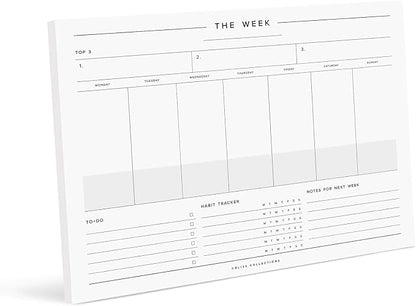 Bliss Collections Weekly Planning Pad, To Do List Notebook - Undated Tear-Off Sheets Notepad - Work Calendar, Organizer, Scheduler for Goals, Tasks - Minimalist, 8.5" x 11", 50 Sheets