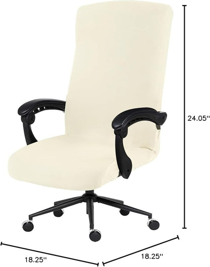 Elastic Computer Chair Cover with Durable Zipper - Protective Removable Washable Universal Office Desk Chair Seat Slip Cover - Stretchy Soft Anti-dust Desk Chair Seat Protector for Dogs, Cats, Pets
