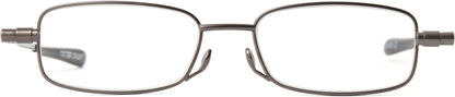 Foster Grant Gavin Fold Flat Rectangular Reading Glasses, Gunmetal/Transparent, 48 mm + 3