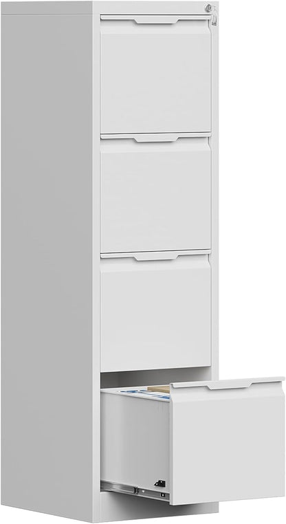 4 Drawer File Cabinet with Lock, 17.8" D Small Filing Cabinet for Home Office, Metal Vertical File Cabinets, Deep File Cabinets for Legal/Letter Size File, Easy Assembly