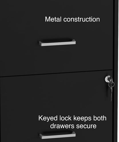 STAPLES Vertical File Cabinet for Letter/Legal Files, 2-Drawer, Letter/Legal Compatible, Locking, Black