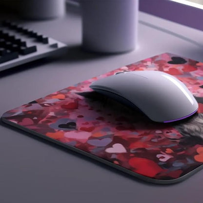 Yorkshire Terrier Mouse Pad Dog with Red Hearts Pattern Non-Slip Rubber Mouse Pad Puppy in Love Mouse Pad for Home Office Work Desk Computer Desktop Laptop for Dog Lovers