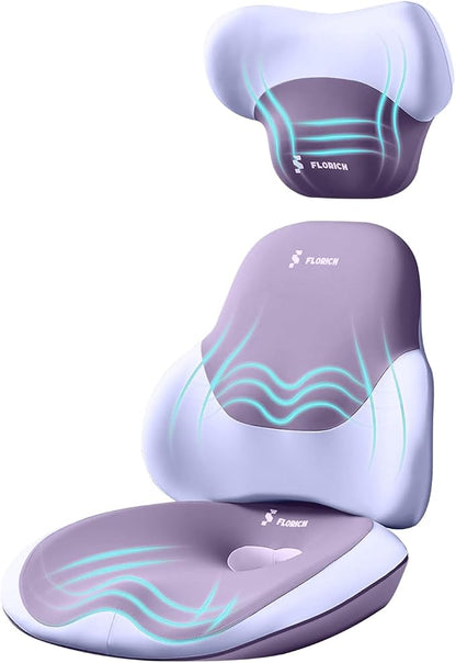 FLORICH Seat Cushion and Lumbar Support Pillow for Office Chair Car Neck Headrest Pillow Memory Foam Seat Pads Pressure Relief Back Cushion and Carseat Pads(Purple)