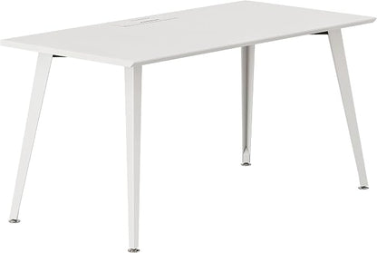 Branch Office Desk - Modern Home Office Desk - Efficient Cable Management and Fast Assembly - Compact Workstation for Home or Apartment - 48” White Top - White Base