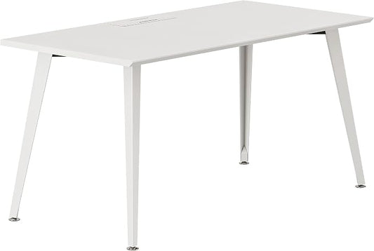 Branch Office Desk - Modern Home Office Desk - Efficient Cable Management and Fast Assembly - Compact Workstation for Home or Apartment - 48” White Top - White Base