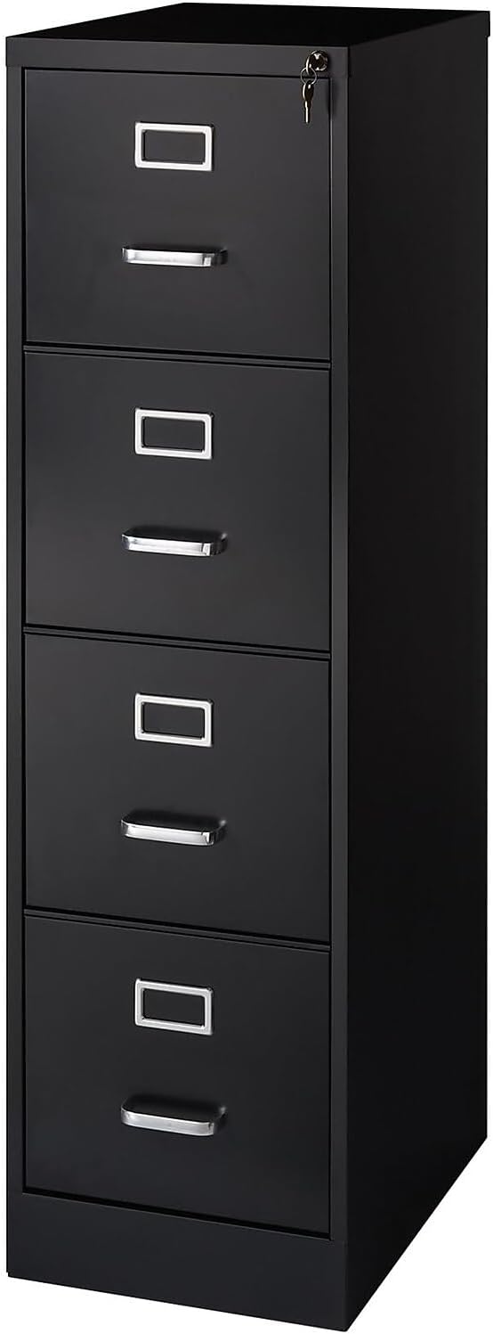 Staples 4-Drawer Vertical File Cabinet, Letter Size Documents, Lockable, 22" D x 14.9" W x 51.97" H, Black