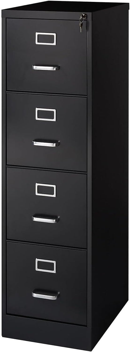 Staples 4-Drawer Vertical File Cabinet, Letter Size Documents, Lockable, 22" D x 14.9" W x 51.97" H, Black