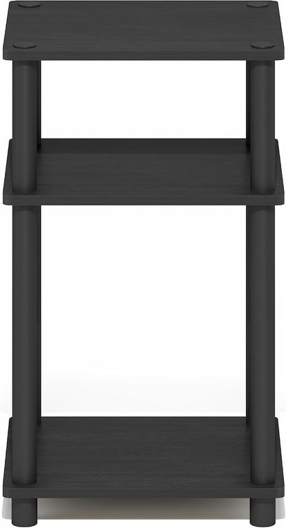 Furinno Turn-N-Tube Side Table, 3-Tier End Table with Open Shelf, Toolless Assembly Night Stand, Bedside Table, for Living Room, Bedroom, Dark Americano