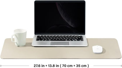 Leather Desk Mat - Non-Slip PU Desk Pad for Office and Home - Desk Organization and Accessories - Ideal for Large Mouse Pad and Desk Mats on Top of Desks (Beige,27.6"x 13.8")