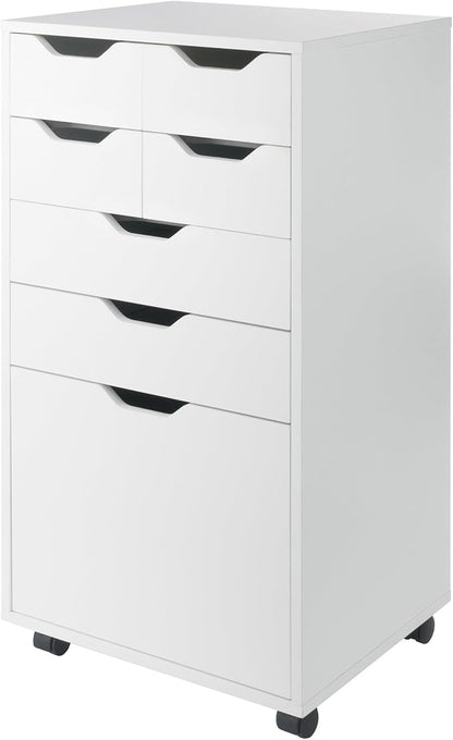Winsome Halifax Mobile Storage Cabinet with 7 Drawers in White, Stylish & Functional Home Storage Cabinet for Filing, Kitchen Organization, Moveable Furniture for Office, Dorms, Apartments