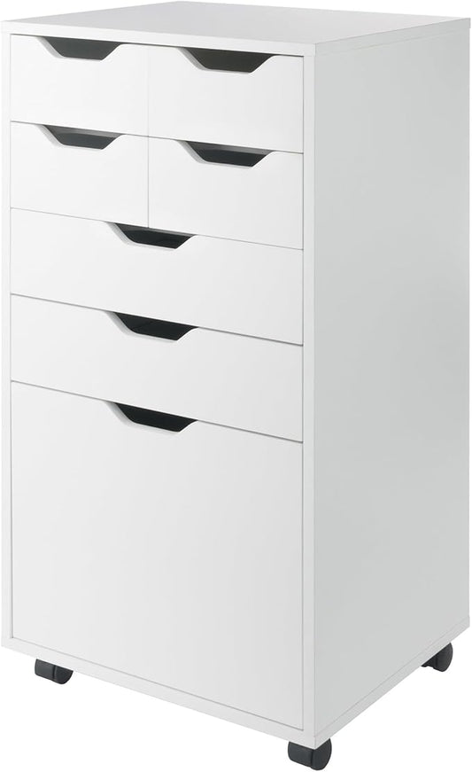 Winsome Halifax Mobile Storage Cabinet with 7 Drawers in White, Stylish & Functional Home Storage Cabinet for Filing, Kitchen Organization, Moveable Furniture for Office, Dorms, Apartments